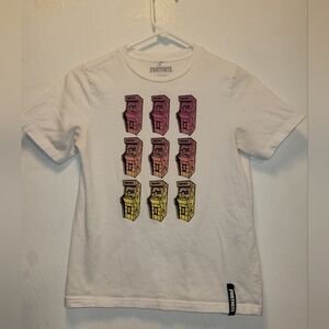 Fortnite Kids Short Sleeve Tee - White with Multicolor Print